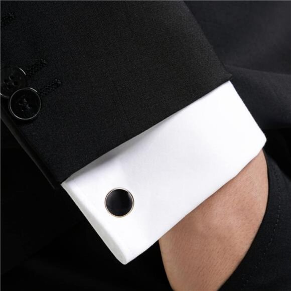 Cuff Links Mens Stainless Steel Cuff Links&Studs Set GoldBlack Cufflinks for Men - Picture 7 of 8